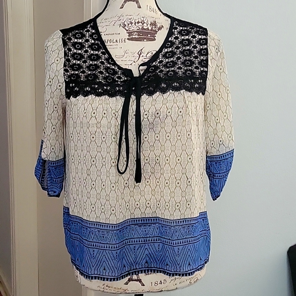 Monteau Sheer Lace Boho Blouse